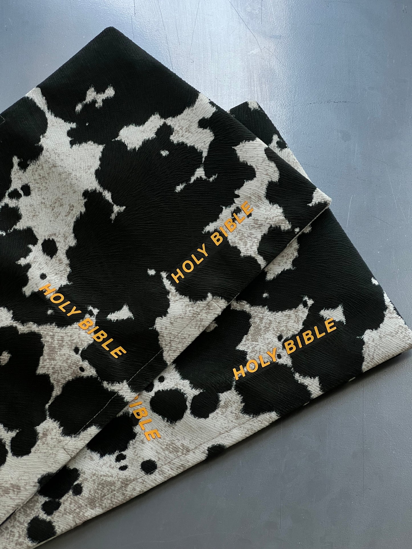 BLACK & YELLOW COW PRINT BIBLE COVER