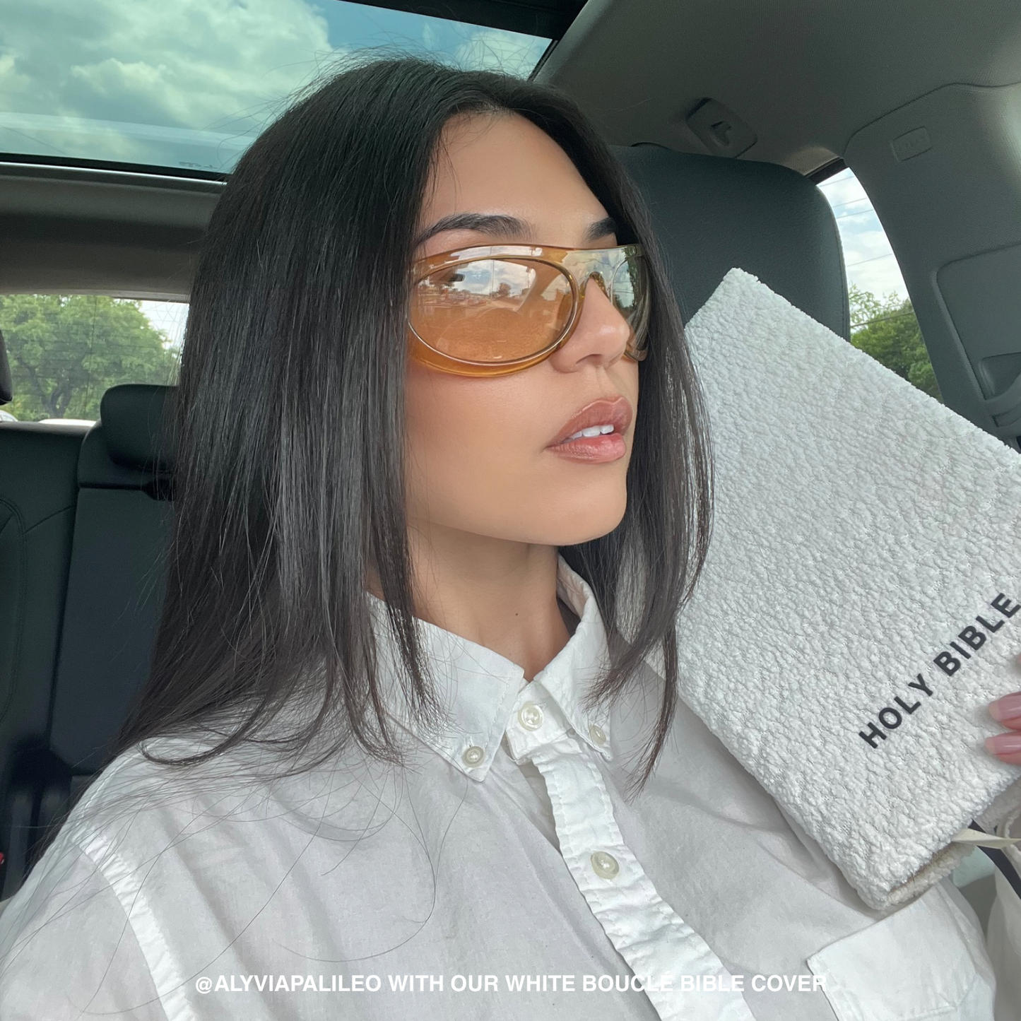 WHITE BOUCLÉ BIBLE COVER