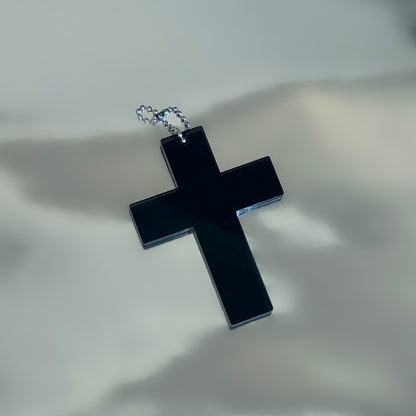 LARGE BLACK CROSS KEYCHAIN