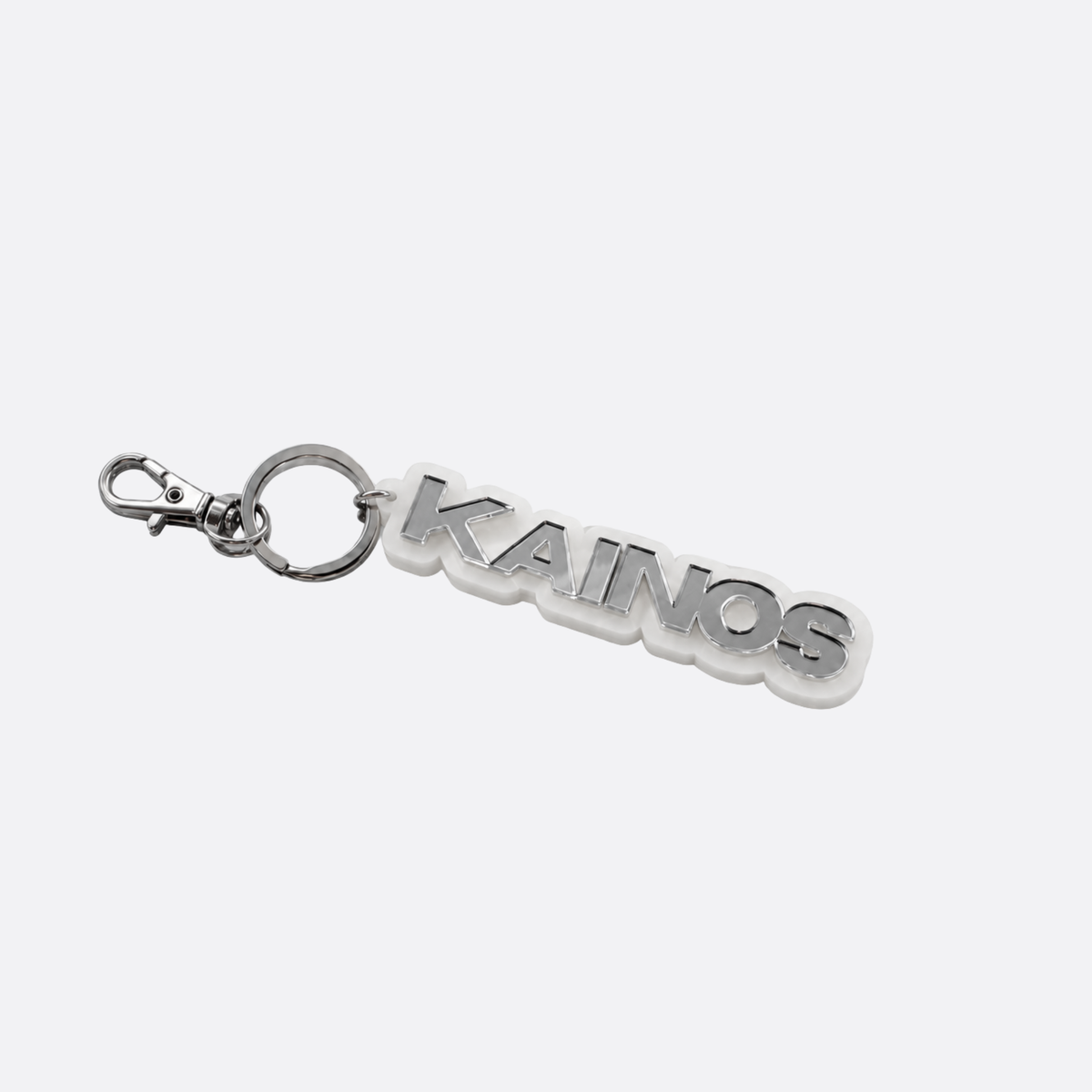 MILKLY WHITE KAINOS MIRRORED LOGO KEYCHAIN