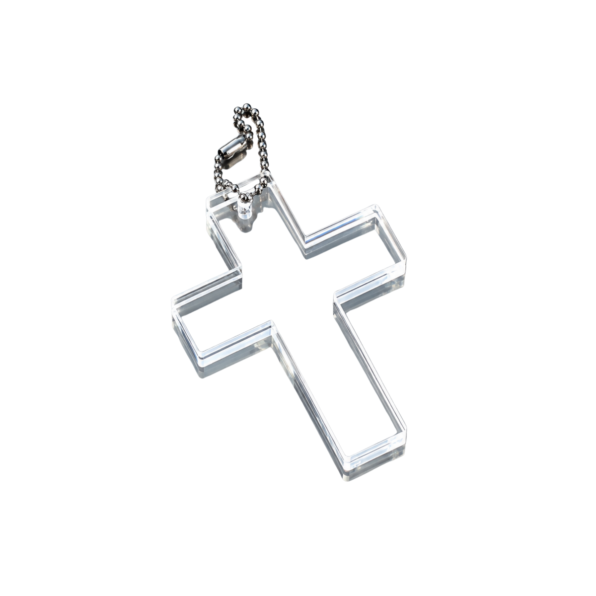 LARGE CLEAR CROSS KEYCHAIN