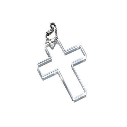 LARGE CLEAR CROSS KEYCHAIN
