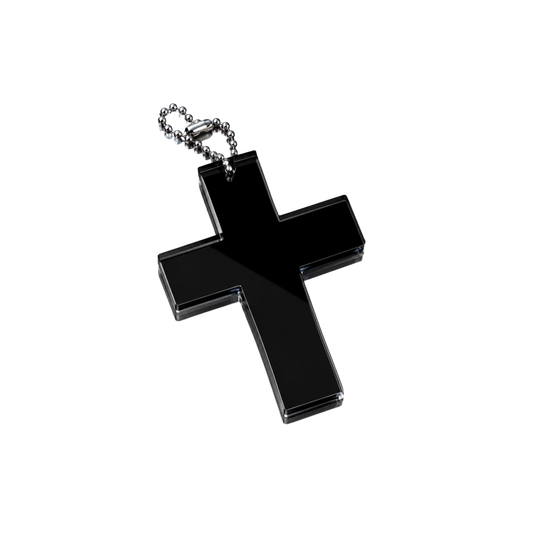 LARGE BLACK CROSS KEYCHAIN