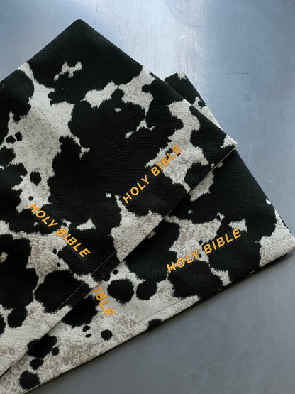BLACK & YELLOW COW PRINT BIBLE COVER