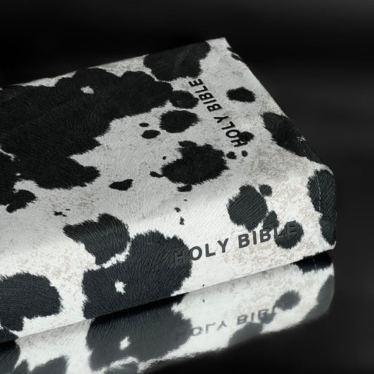 BLACK COW PRINT BIBLE COVER