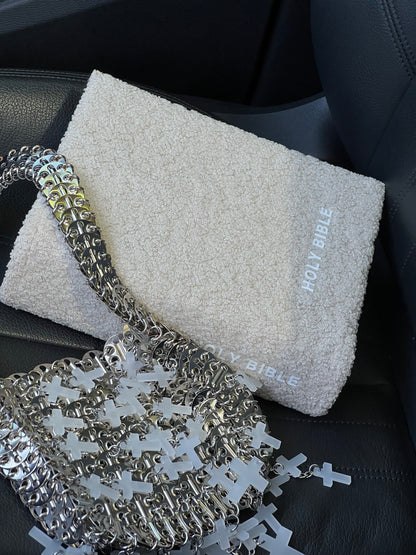 WHITE OAT BOUCLÉ BIBLE COVER