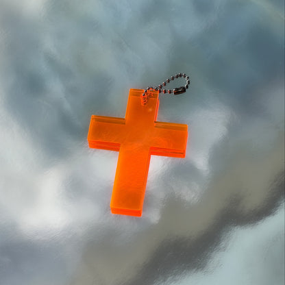 LARGE ORANGE CROSS KEYCHAIN