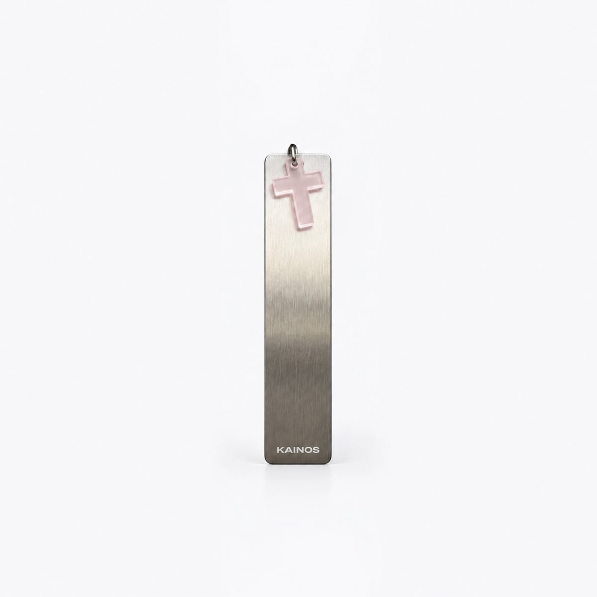 stainless steel bookmark with pink cross charm