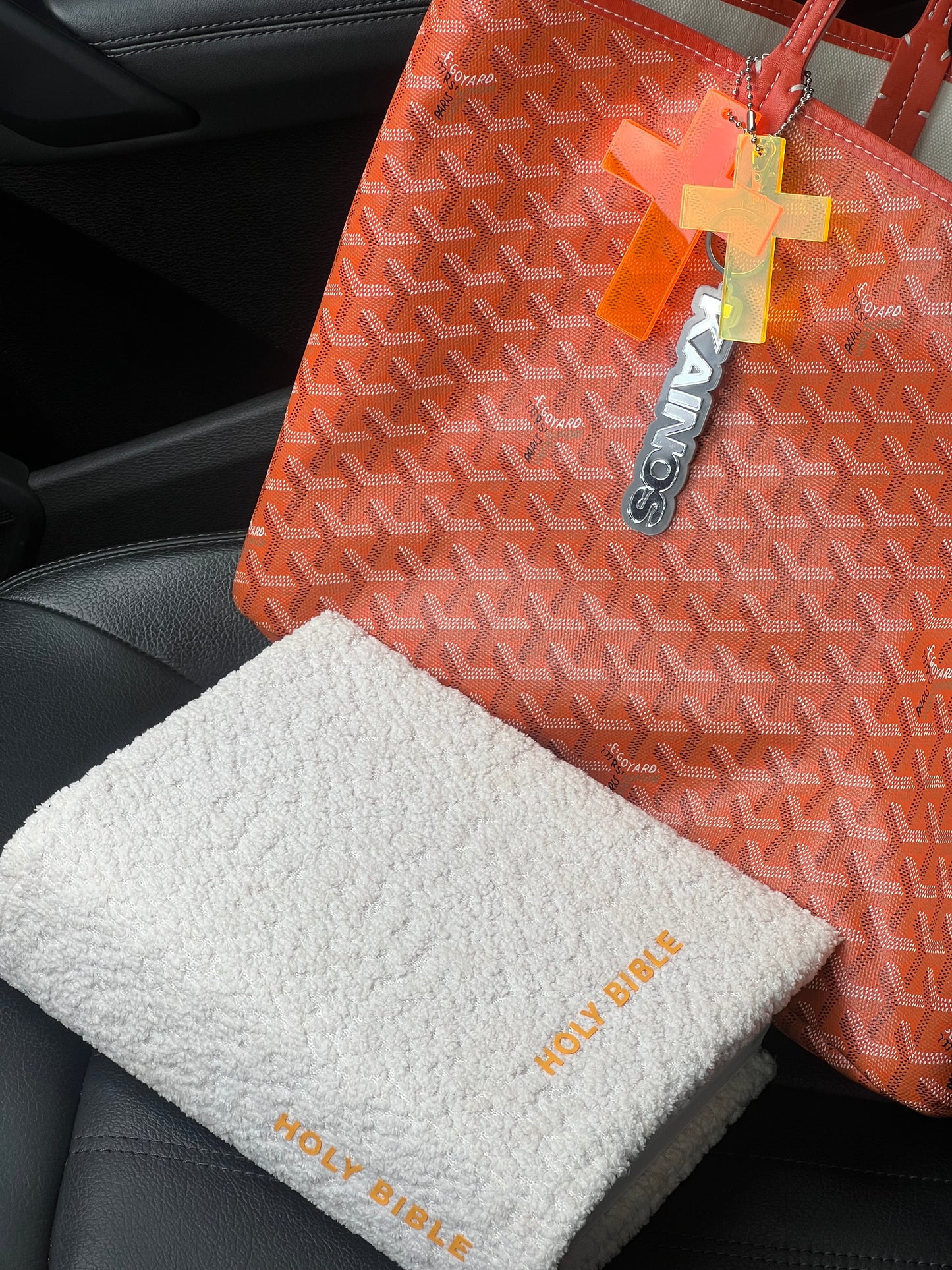 LARGE ORANGE CROSS KEYCHAIN