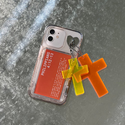 LARGE ORANGE CROSS KEYCHAIN