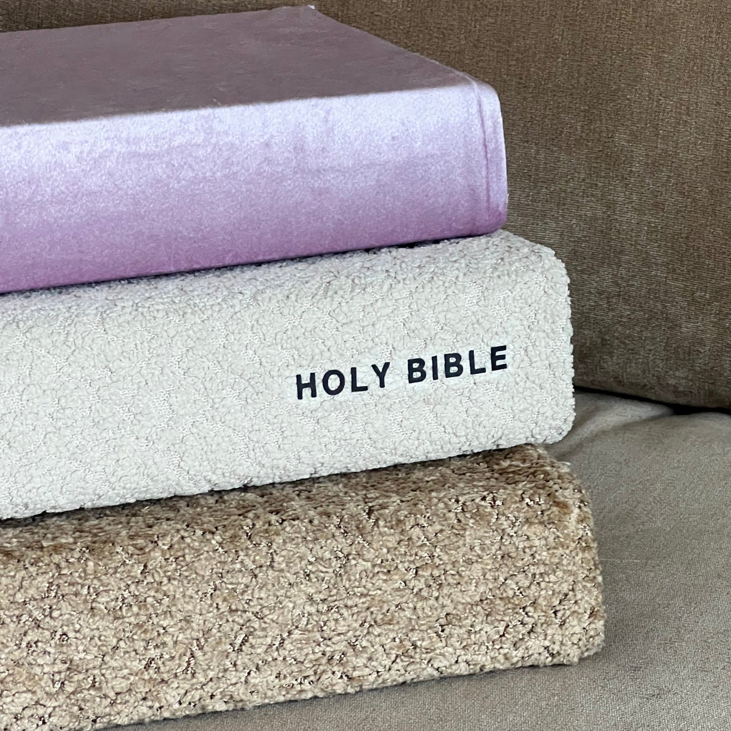 BARE CARAMEL BOUCLÉ BIBLE COVER