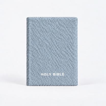 WHITE ICY BLUE BOUCLÉ BIBLE COVER