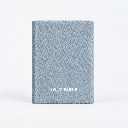 REDEEMED WHITE ICY BLUE BOUCLÉ BIBLE COVER