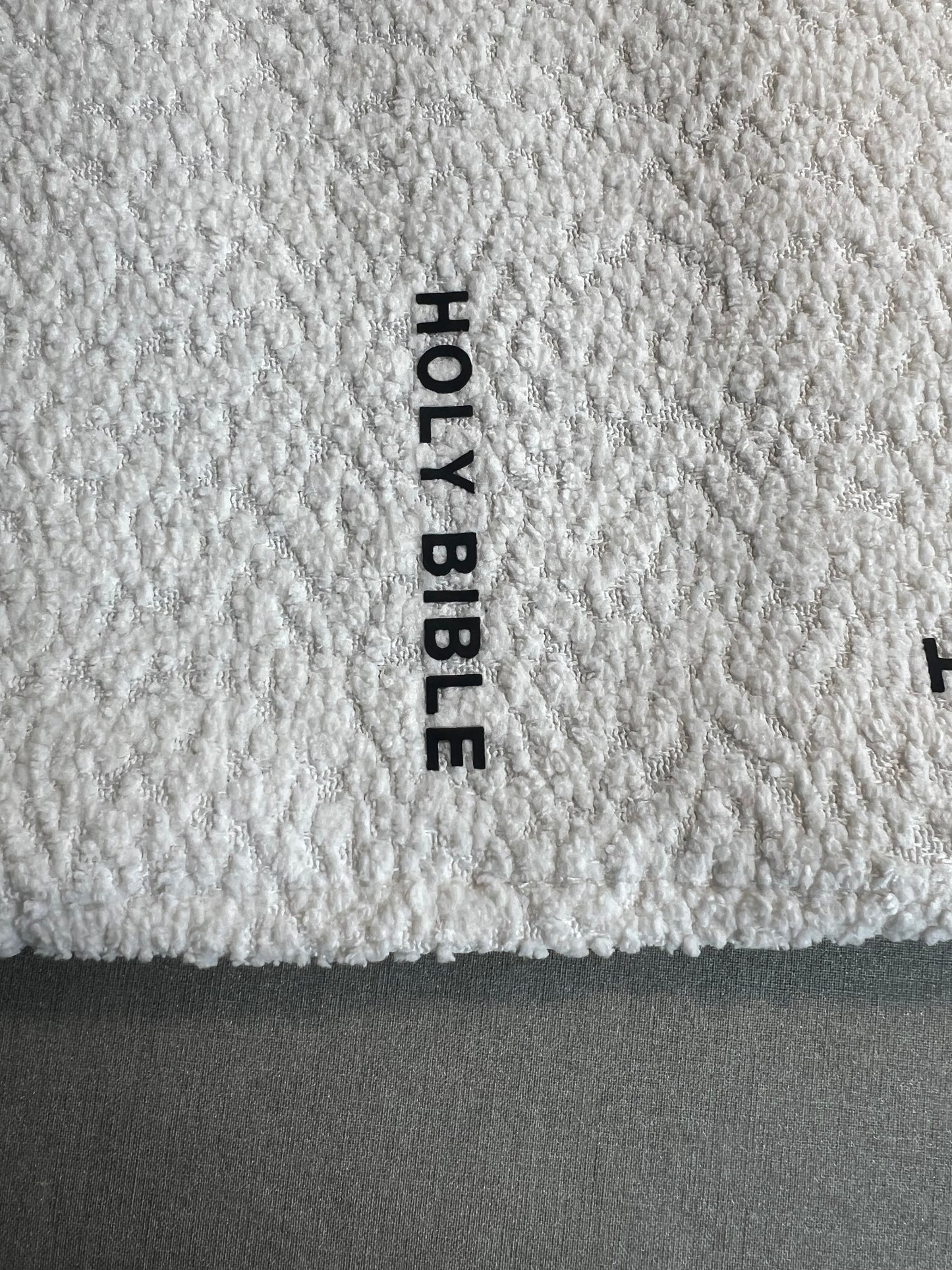 REDEEMED WHITE BOUCLÉ BIBLE COVER