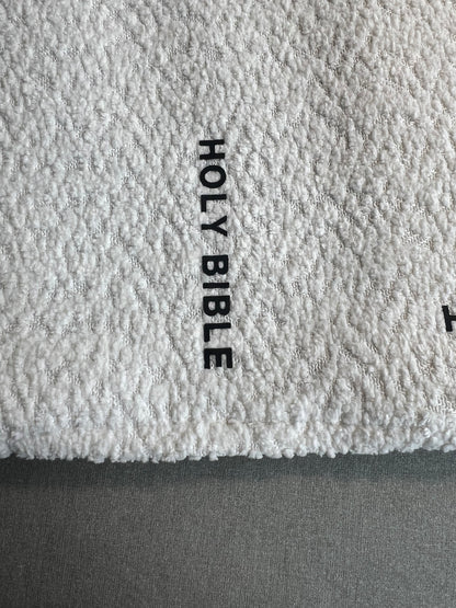 REDEEMED WHITE BOUCLÉ BIBLE COVER
