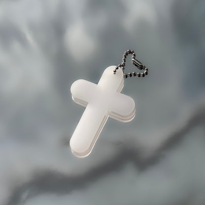 MILKLY WHITE CROSS KEYCHAIN