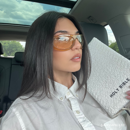 WHITE BOUCLÉ  BIBLE COVER