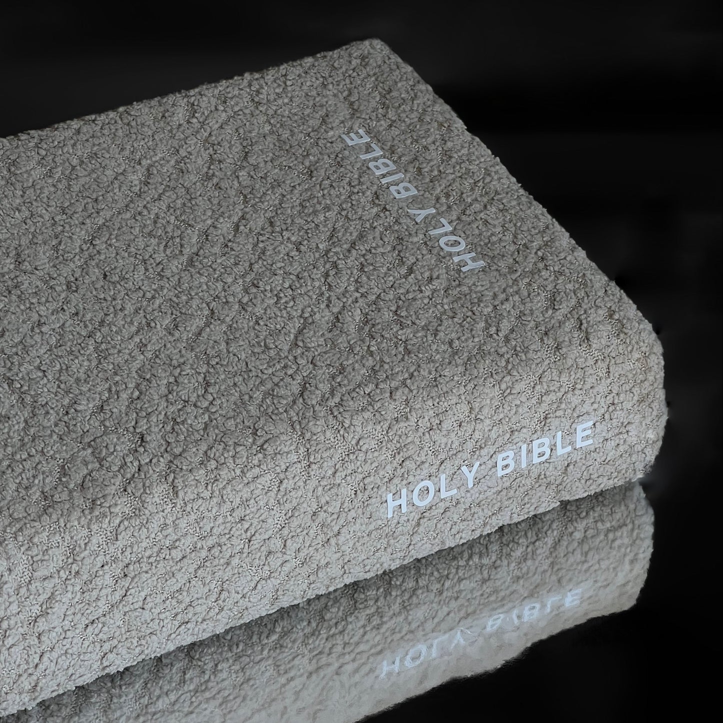 WHITE OAT BOUCLE BIBLE COVER