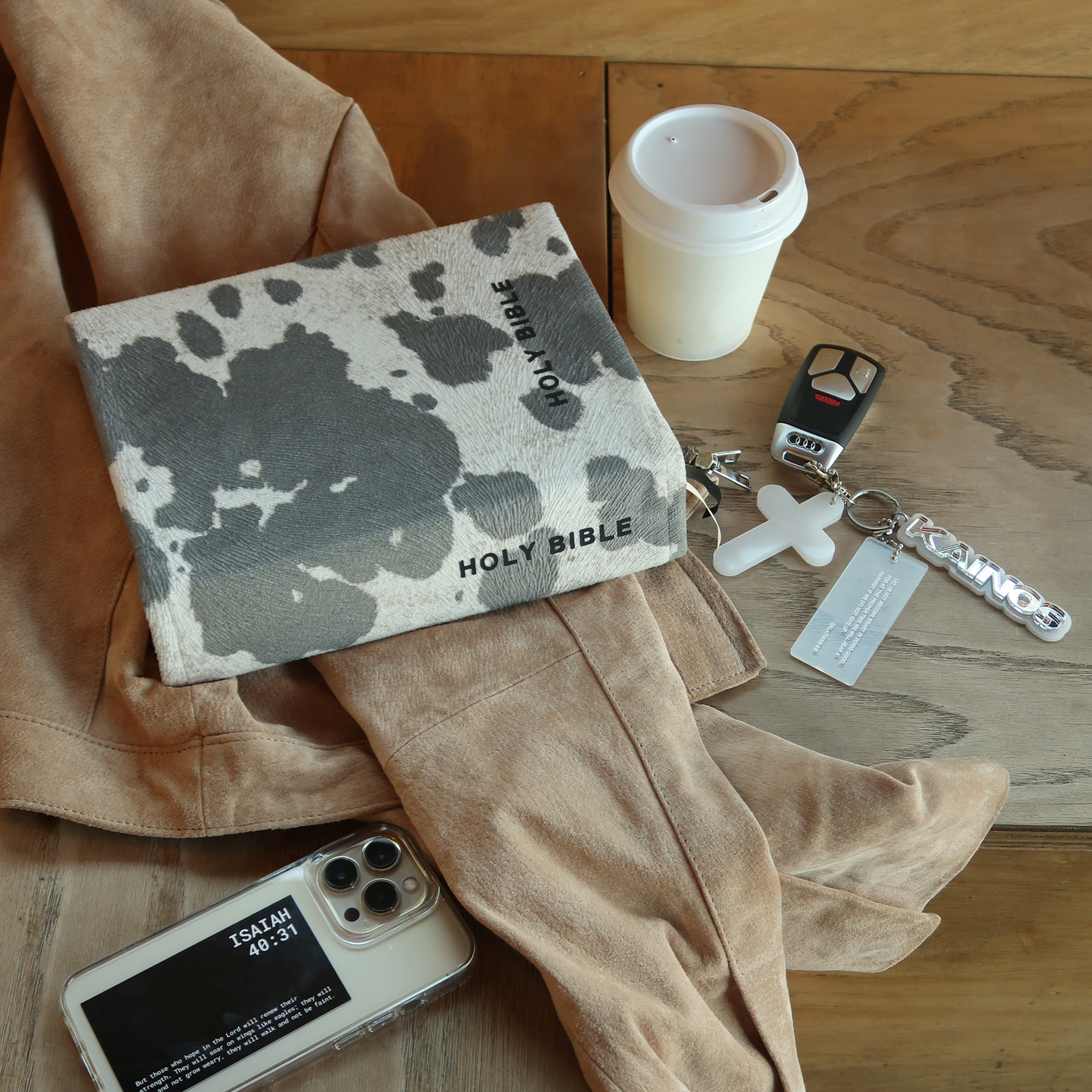 GRAY COW PRINT BIBLE COVER