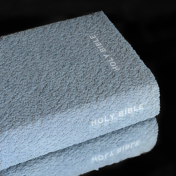 WHITE ICY BLUE BOUCLÉ BIBLE COVER
