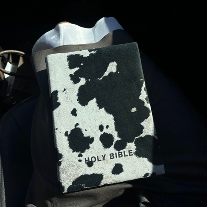 BLACK COW PRINT BIBLE COVER