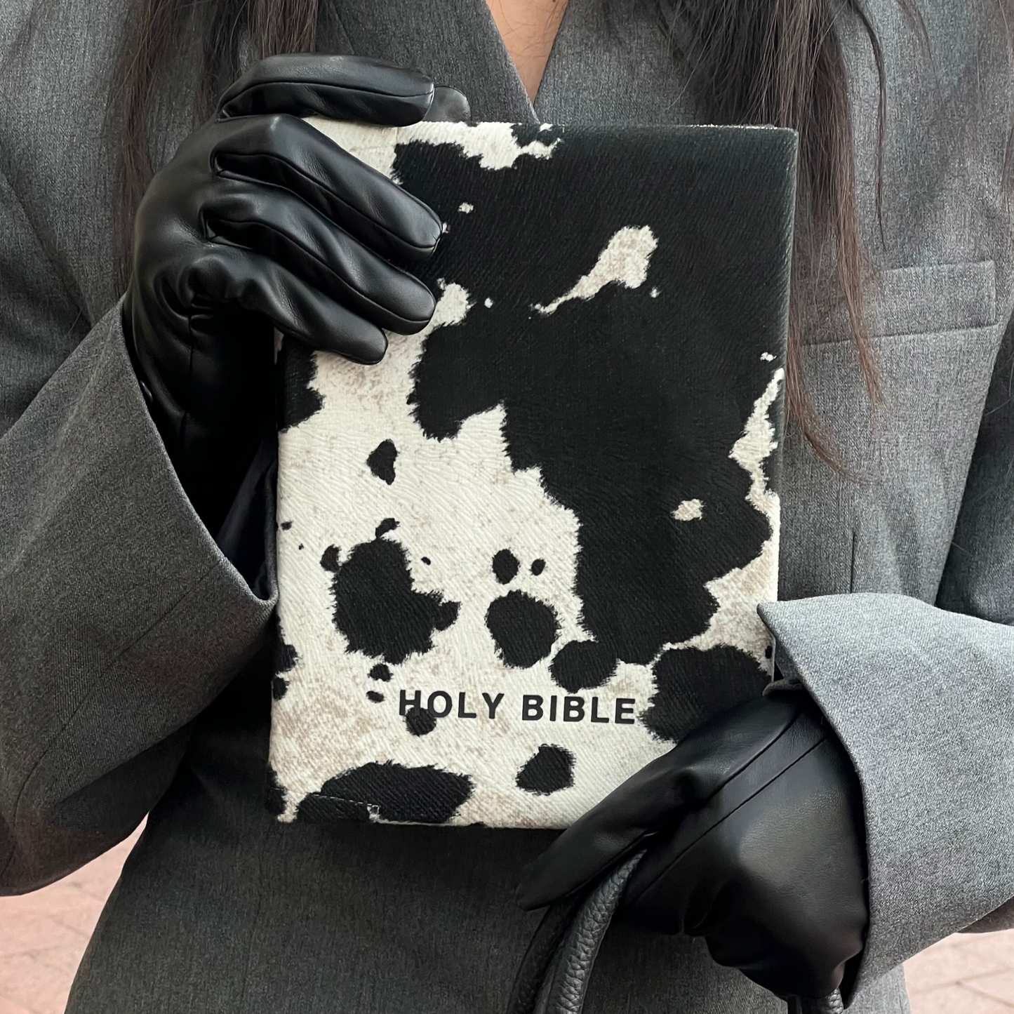 BLACK COW PRINT BIBLE COVER