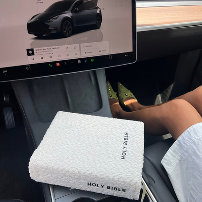 WHITE BOUCLÉ  BIBLE COVER